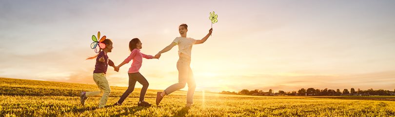 Loving family having fun in springtime