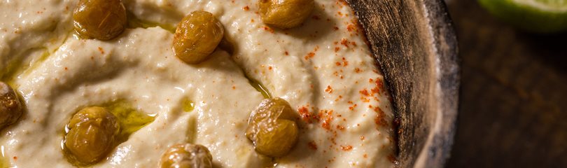 bowl of hummus with chick peas