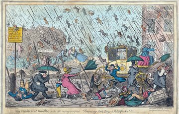 where did the phrase its raining cats and dogs