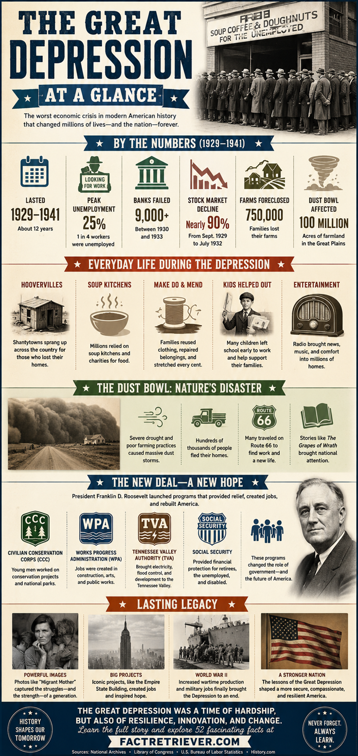 Facts about the Great Depression and infographic