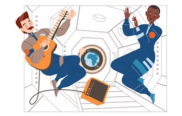 Astronauts playing guitar